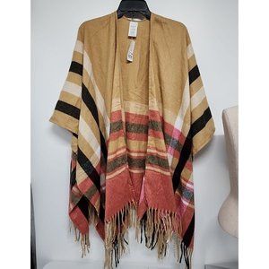 NEW Woolrich Cozy Soft Blanket Wrap Shawl Cape One Size Womens vest fringe NWT